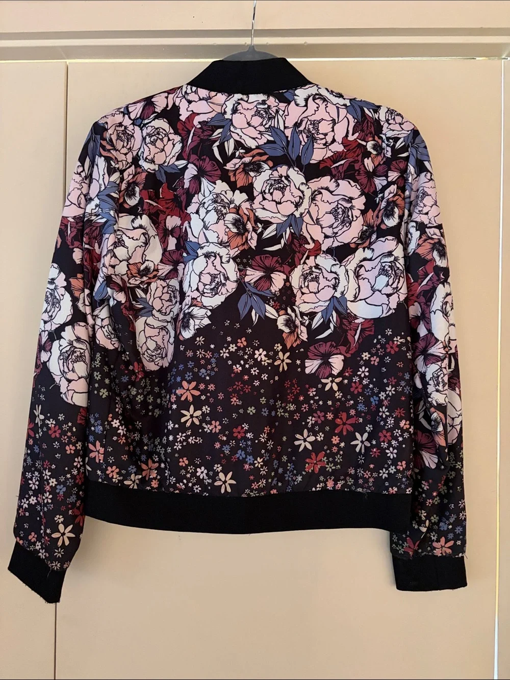 Elodie Floral Bomber Jacket in Pink & Navy